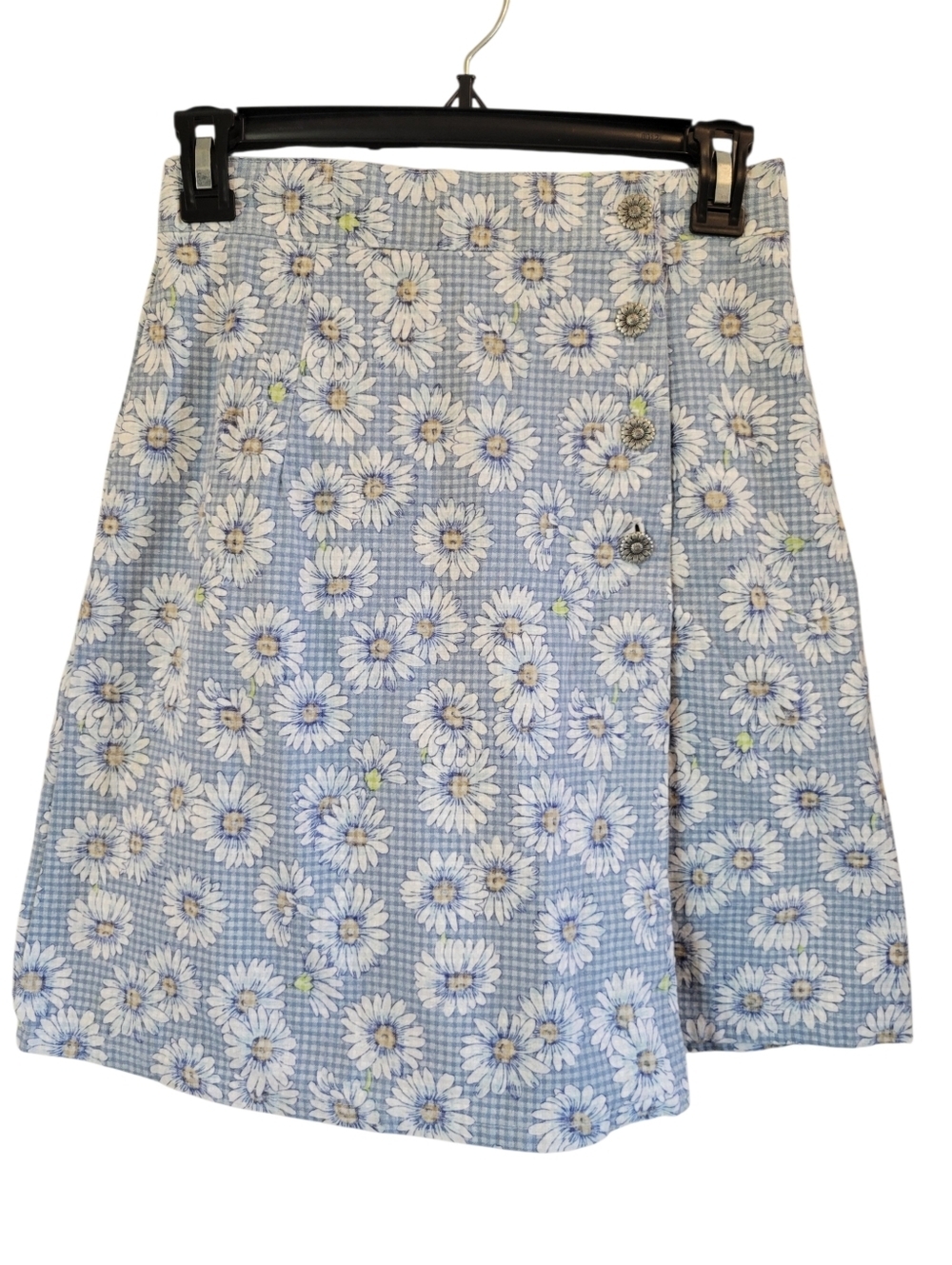 Vintage 90s Paquette Byer California Blue Daisy Print Cotton Skort